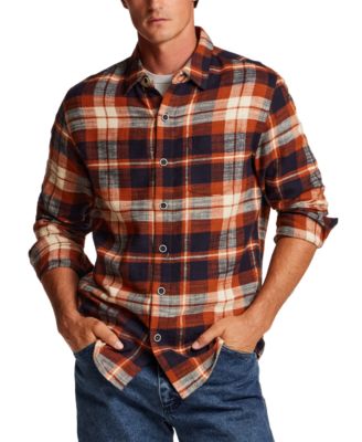Men's Slub Flannel Plaid Shirt