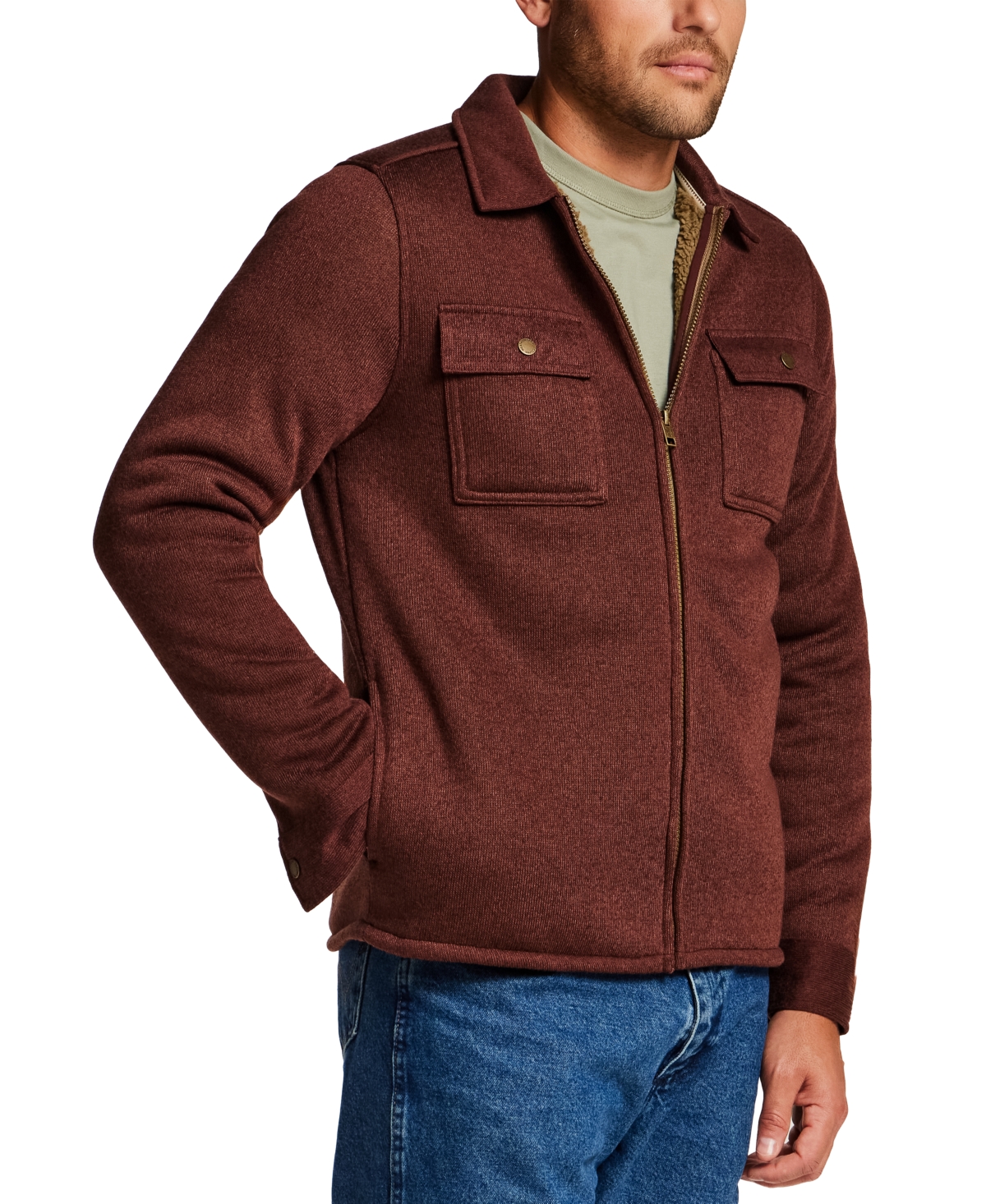 Weatherproof Vintage Men's Sherpa Lined Fleece Shirt Jacket
