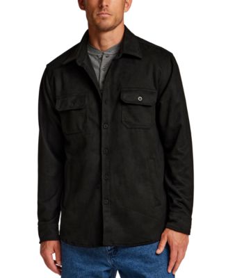 Men's Button-Front Faux Suede Overshirt