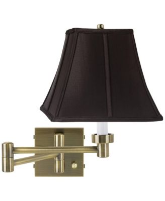 Modern Swing Arm Wall Lamp Antique Brass Plug-In Light Fixture Square Shade for Bedroom Living Room Reading