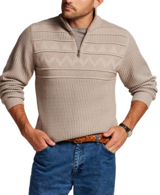 Men's Textured Zig Zag Yoke Quarter-Zip Sweater