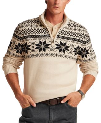 Men's Snowflake Yoke Quarter-Zip Sweater