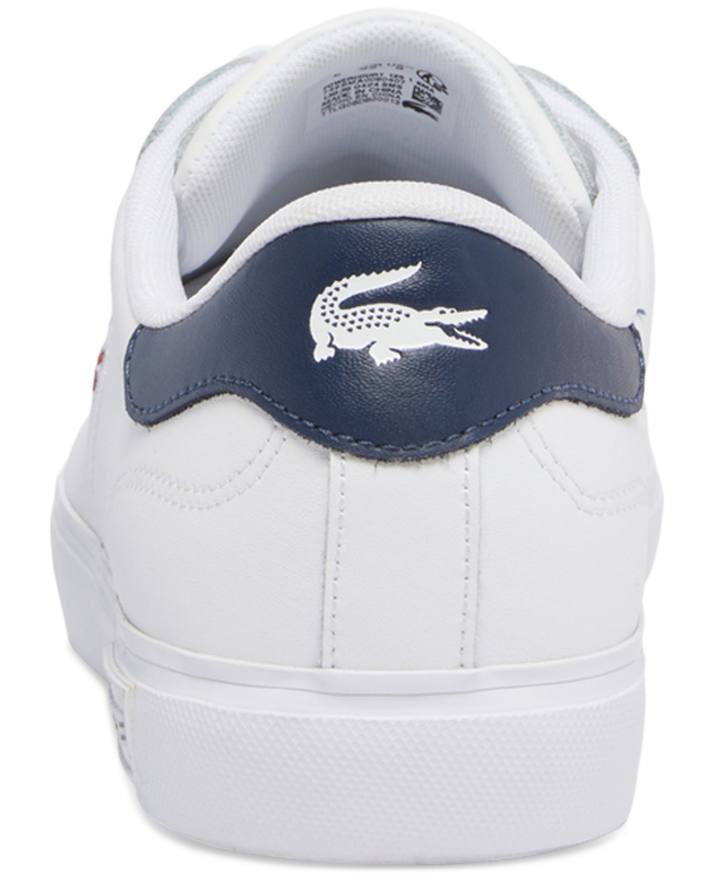 Мужские кроссовки Lacoste Powercourt Leather Lace-Up Tennis Sneakers, цвет: Белый / Тёмно-синий — фото 2