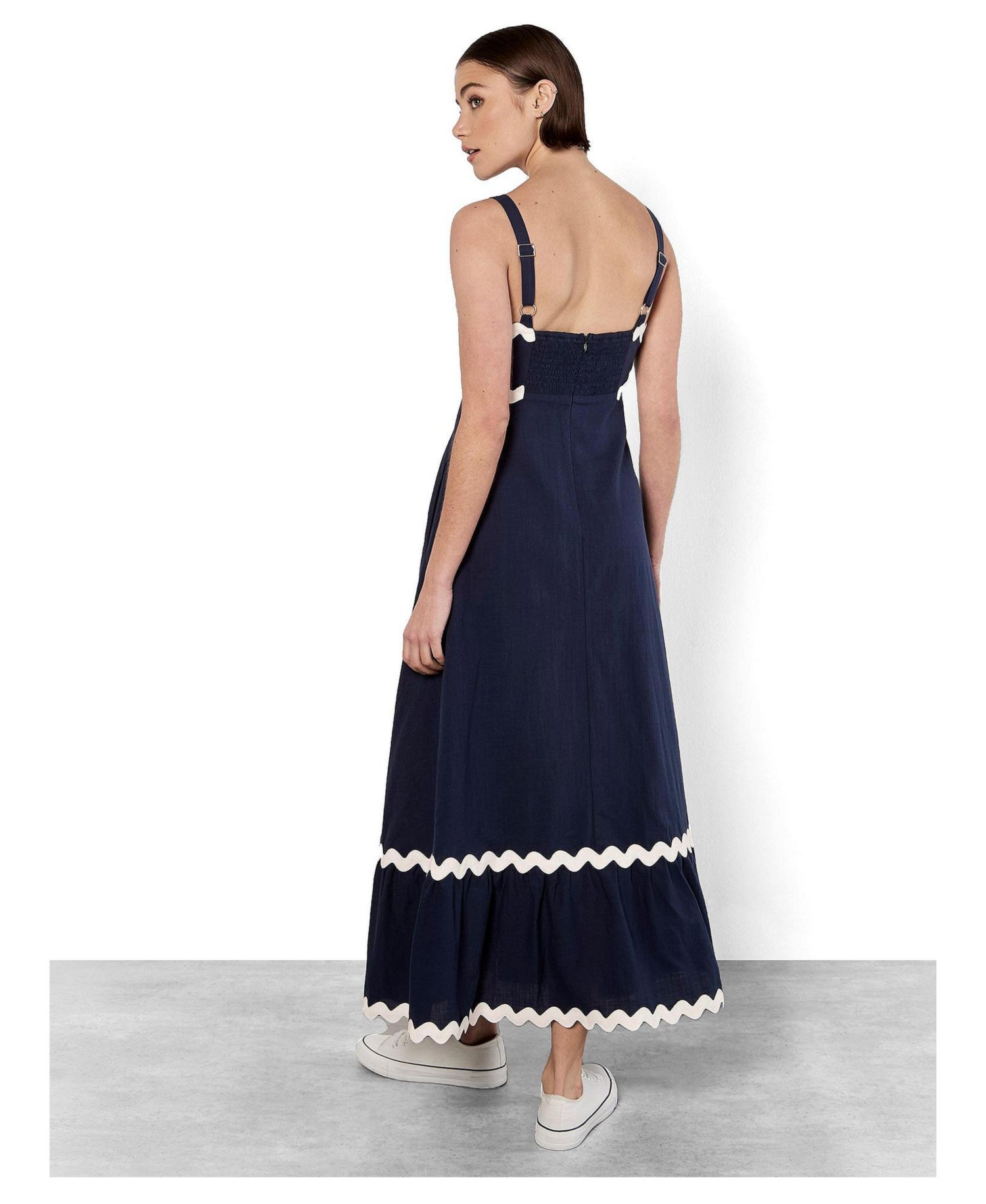 Women's Rick Rack Trim Trapeze Midaxi Dress