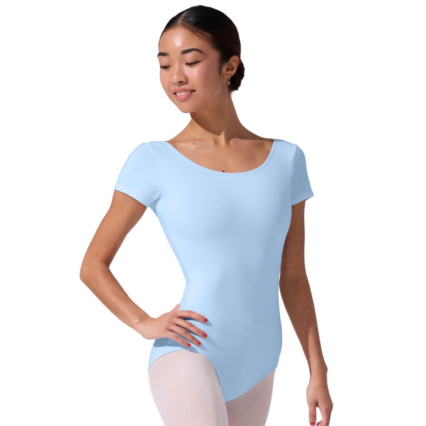 Женский топ Capezio Short Sleeve Leotard, цвет: Синий — фото 3