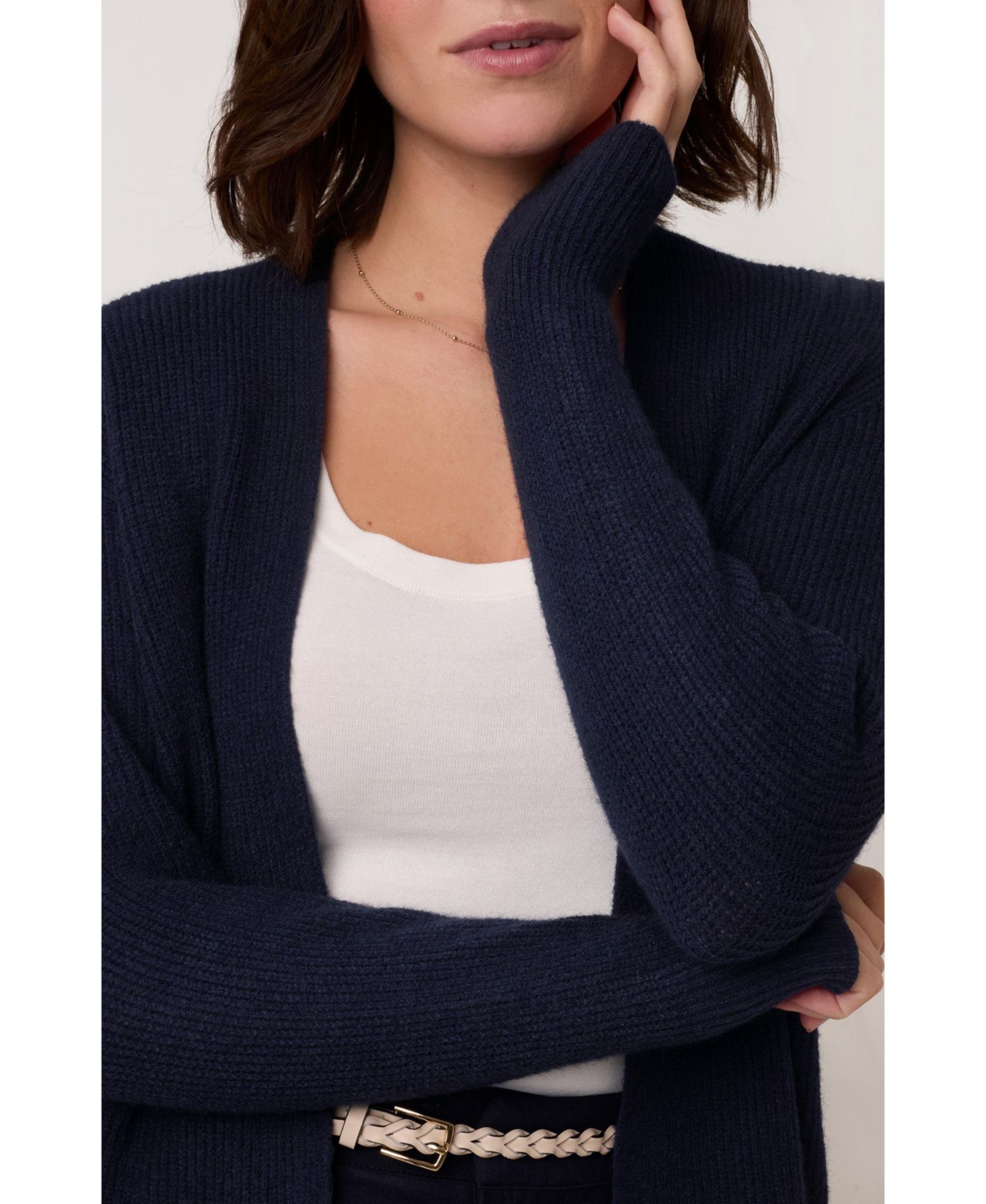 Women's Longline Ribbed Cardigan