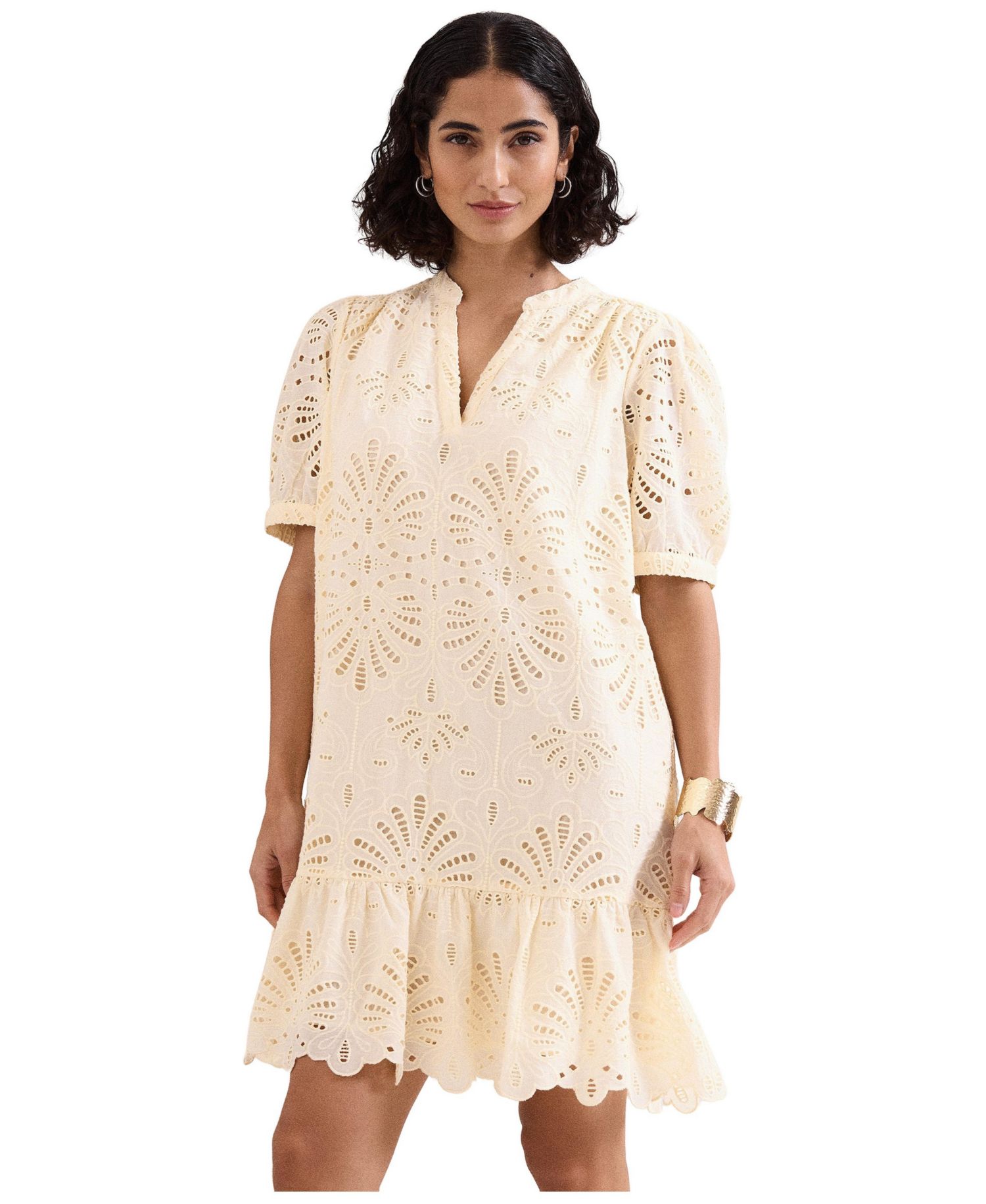Women's Liliana Puff-Sleeve Embroidered Mini Dress