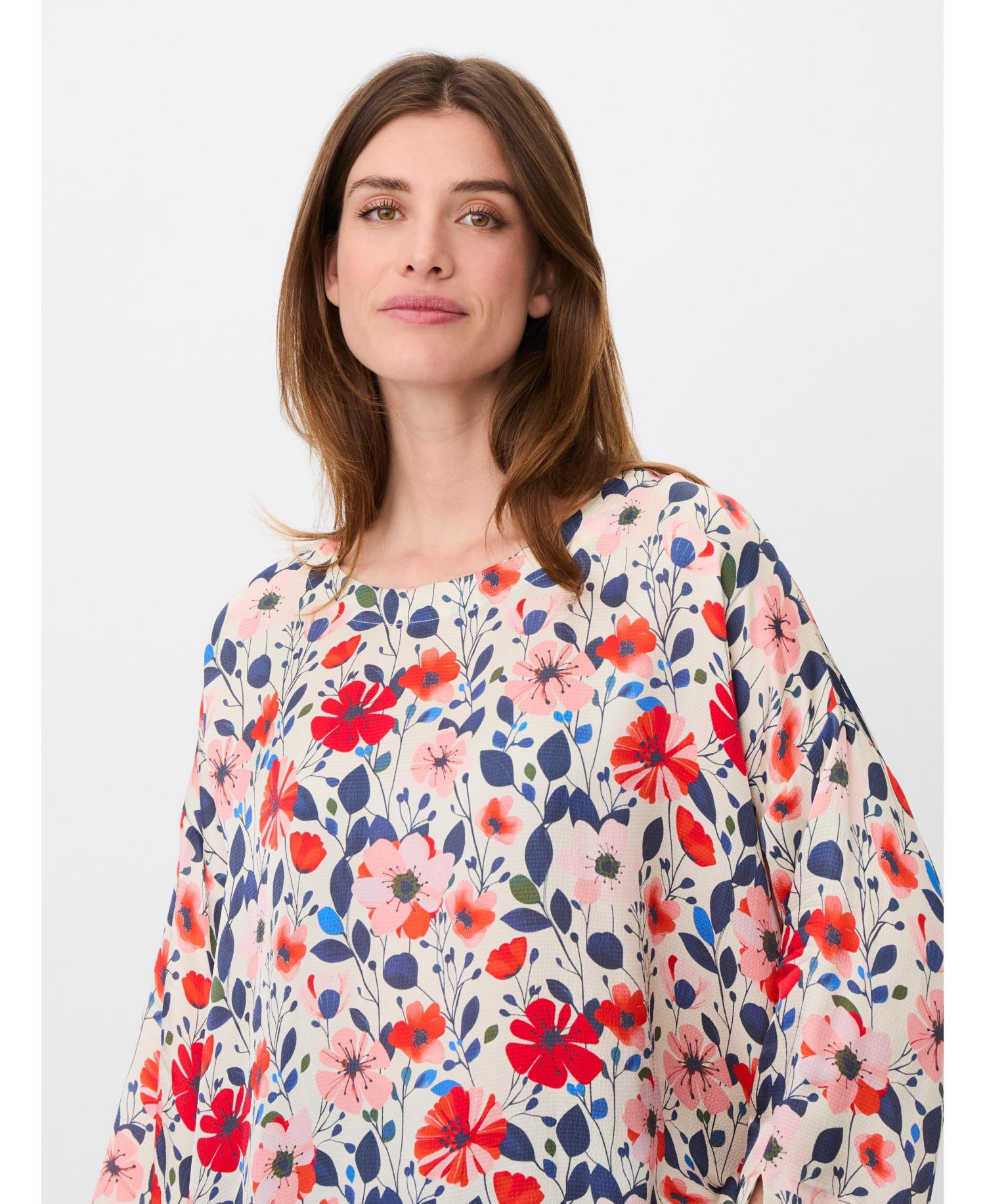Women's Floral 3/4-Sleeve Relaxed Tunic Blouse