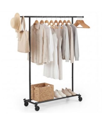 Mobile Garment Rack with Extendable Side Rods and 4 Swivel Casters
