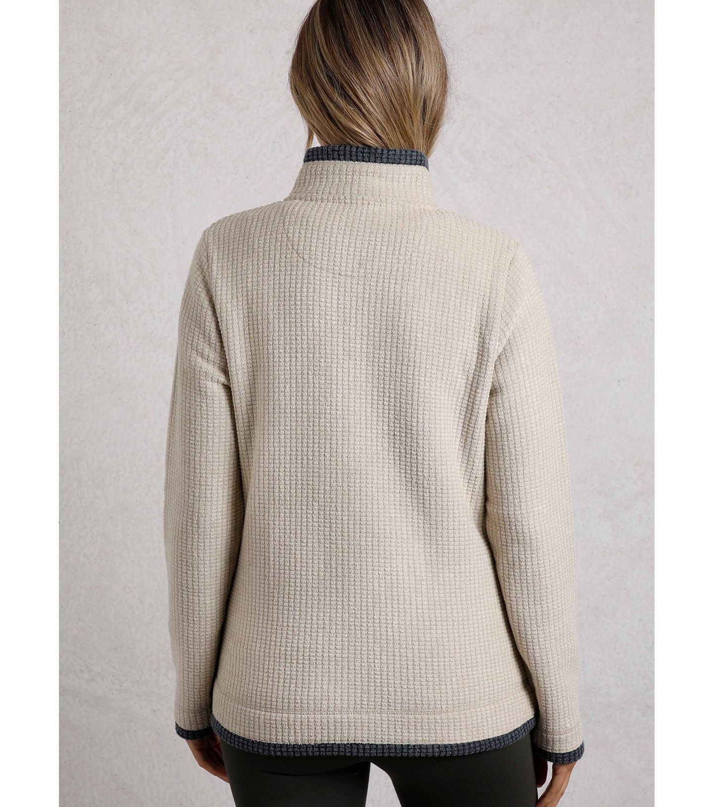Женский свитшот Weird Fish Ariana Full Zip Grid Fleece Mock-Neck, цвет: Экрю — фото 3