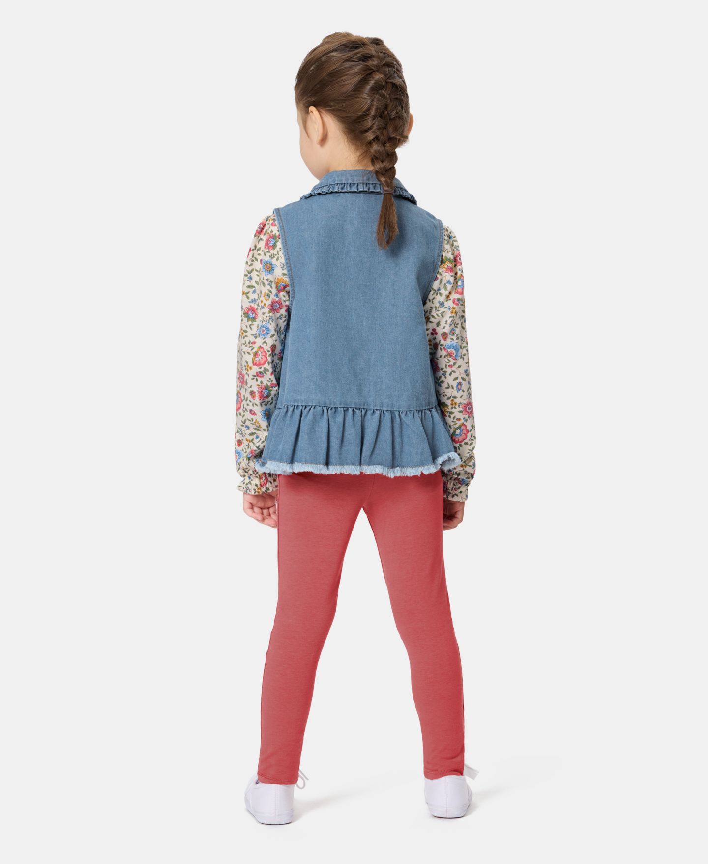 Детский комплект Kids Headquarters из 3 предметов: джинсовый жилет, топ и леггинсы, 2T-5T — фото 3