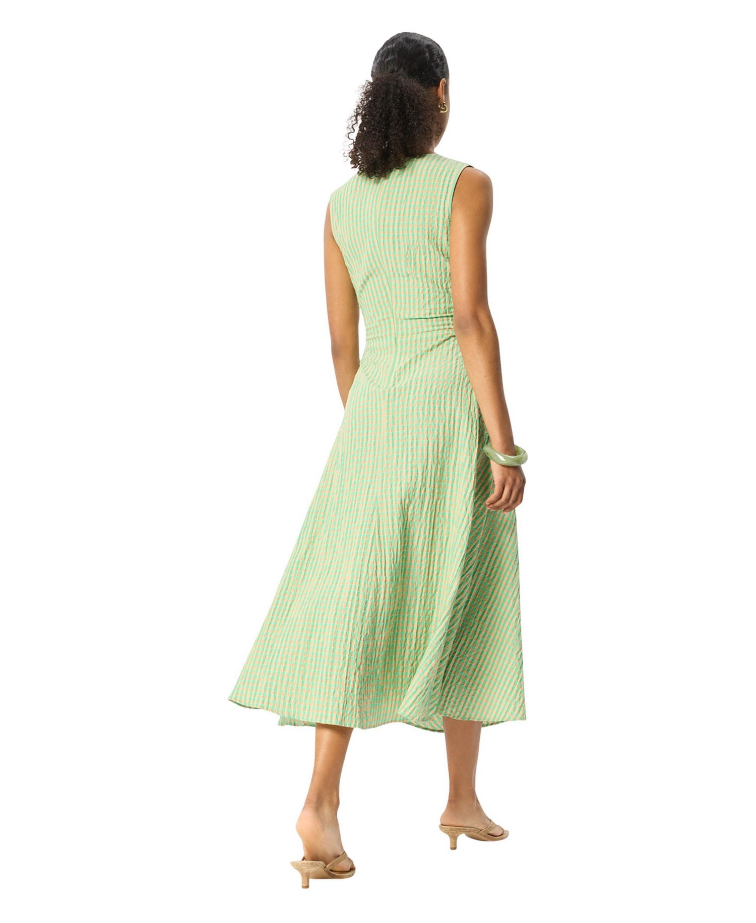 Women's Checked V-Neck Asymmetric Dress