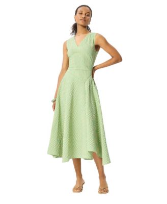 Women's Checked V-Neck Asymmetric Dress