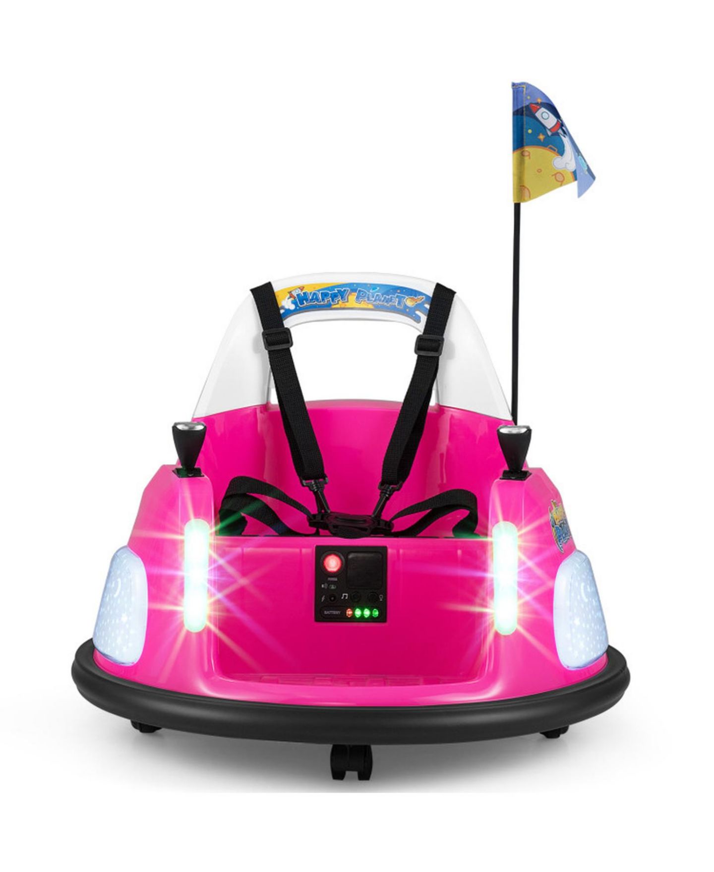 Детская игрушка HONGGE 12V Kids Ride On Bumper Car with Dual Joystick Control and Remote Control, Ages 18 Months+, цвет: Розовый — фото 10