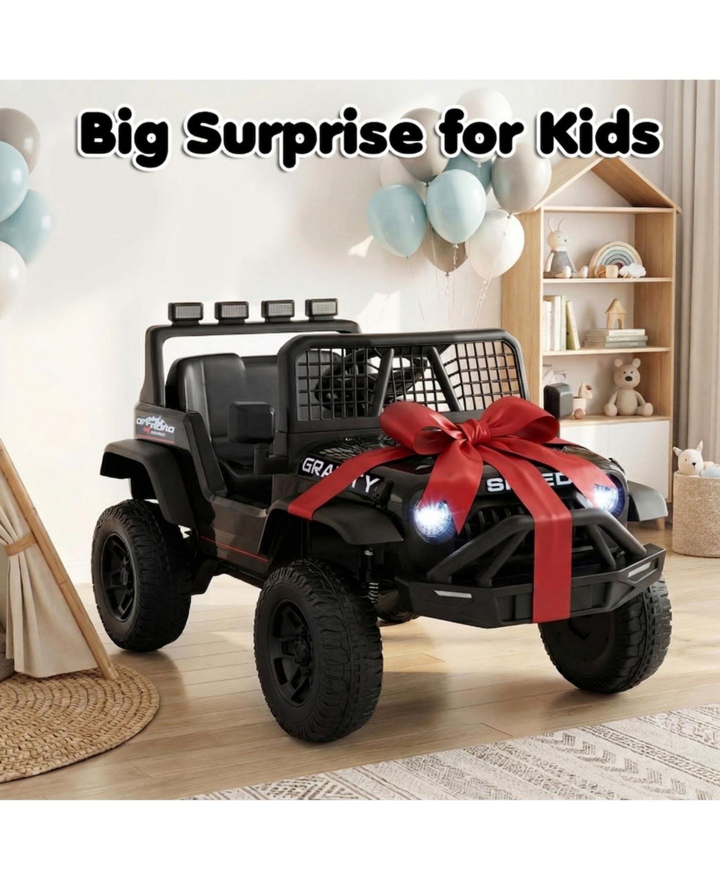 Детская игрушка HONGGE 24V Kids Ride On Car with Parent Remote Control and Music, цвет: Чёрный — фото 9