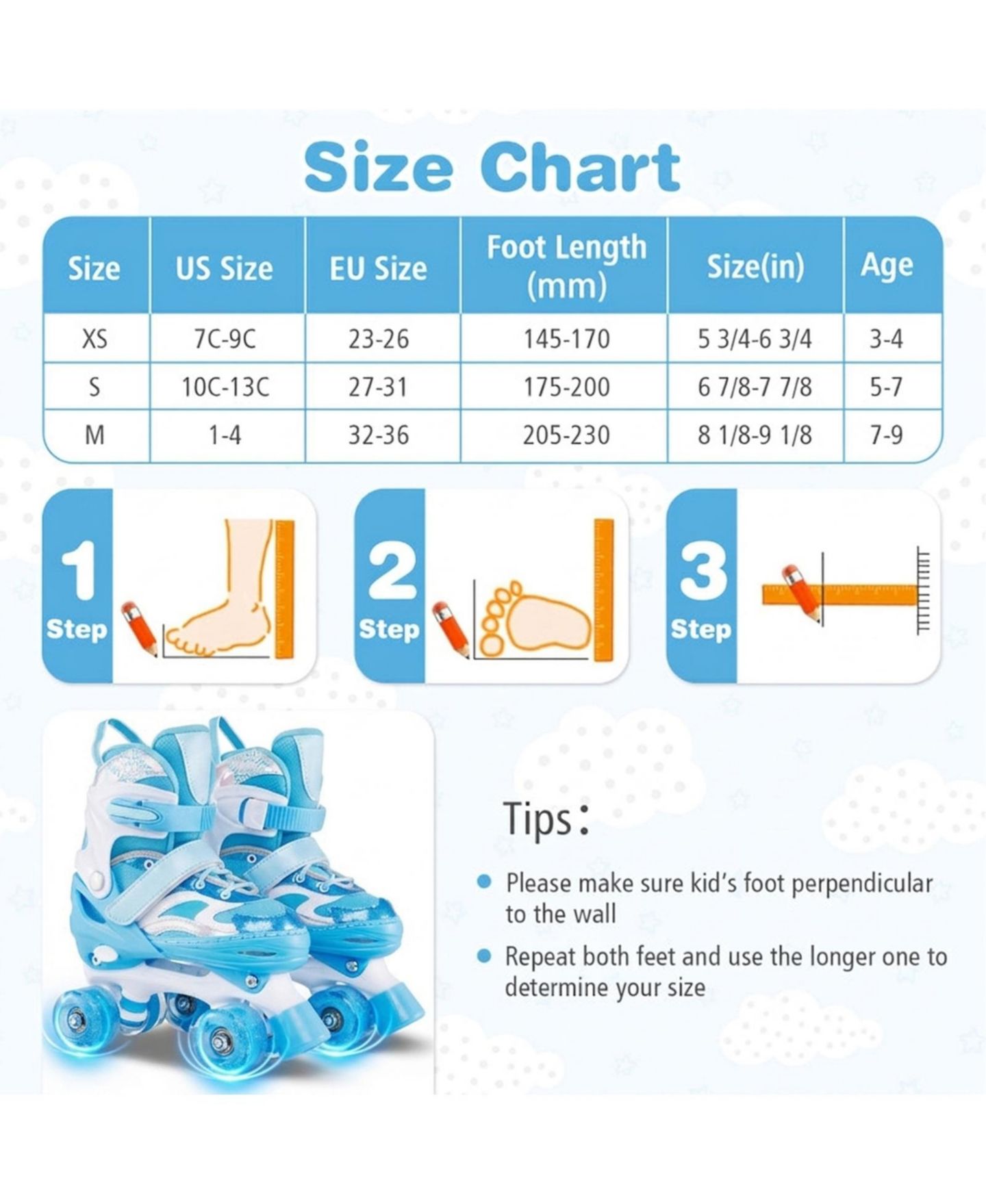 Детские игрушки HONGGE Kids Quad Roller Skates with Light-Up Wheels and Safety Straps, цвет: Тёмно-синий — фото 3