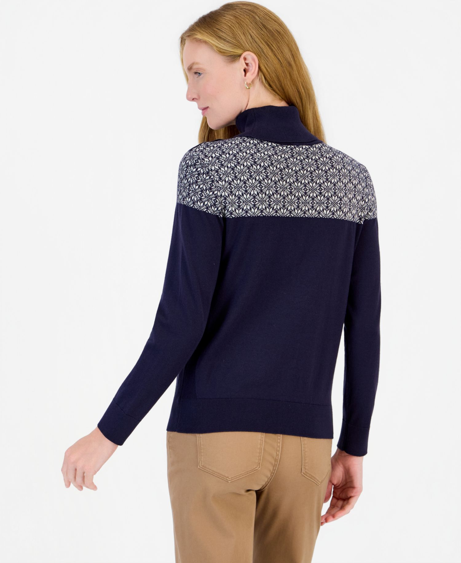 Women's Fair Isle Colorblock Turtleneck Sweater