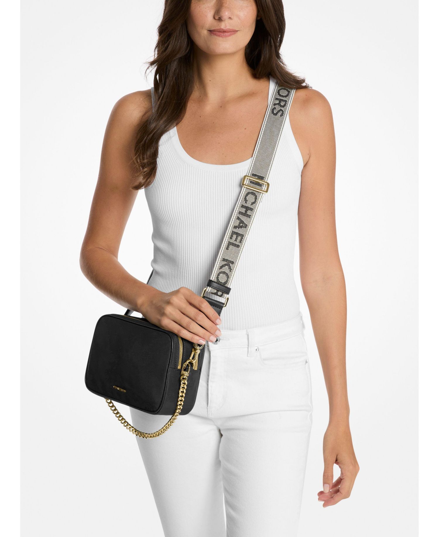 Michael Kors Bryant Medium Double Zipper Chain Camera Crossbody Handbag