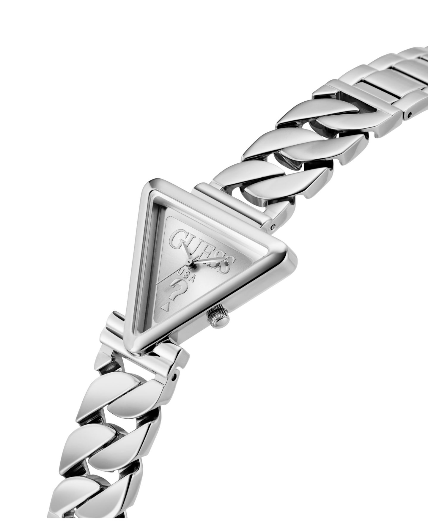 Женские часы GUESS Quartz Silver-Tone Stainless Steel Watch 30mm x 34mm — фото 4