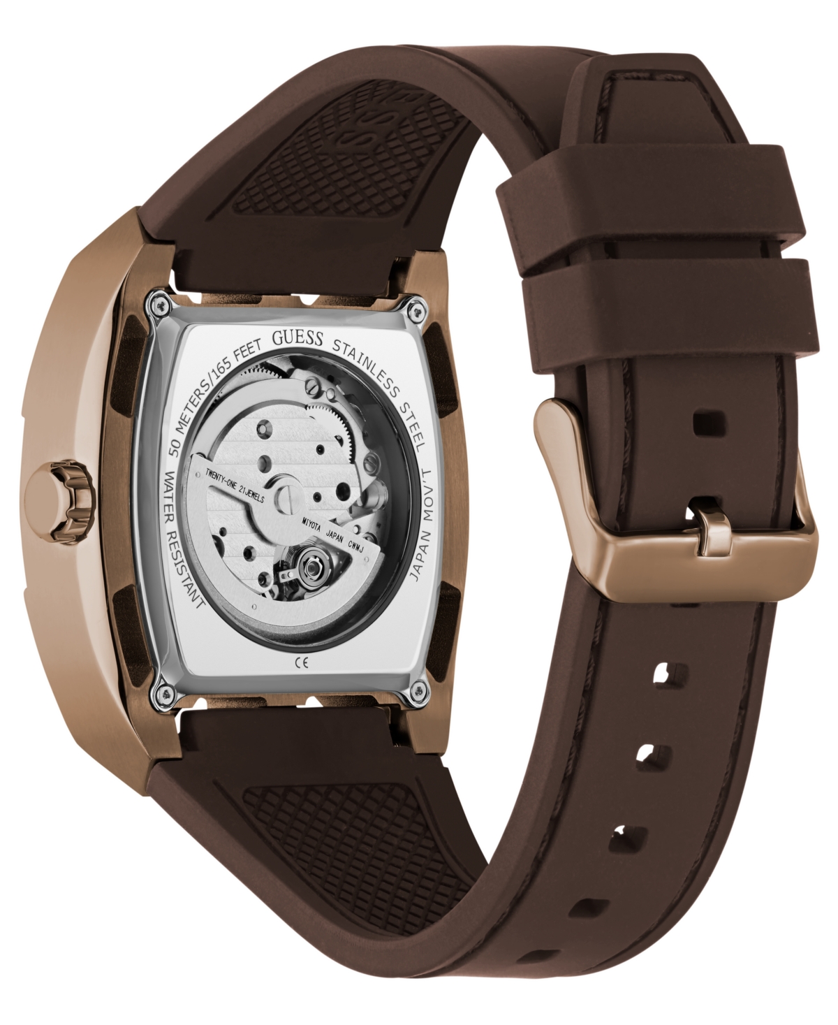 Guess Men's Quartz Brown Silicone Watch 43 mm x 42 mm