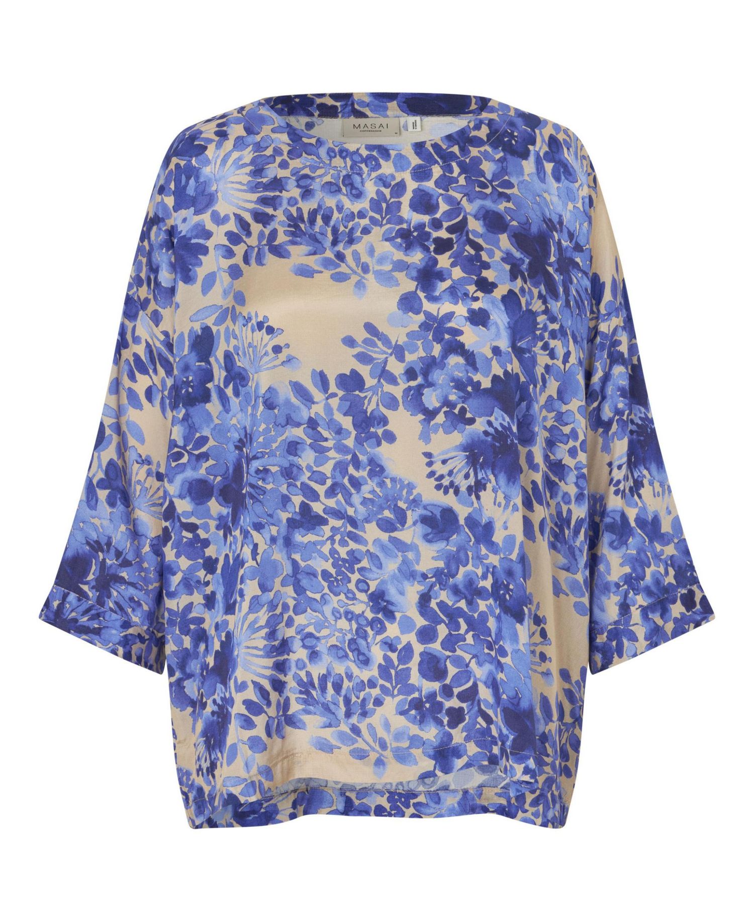 Women's Fluid Draped Floral 3/4-Sleeve Blouse