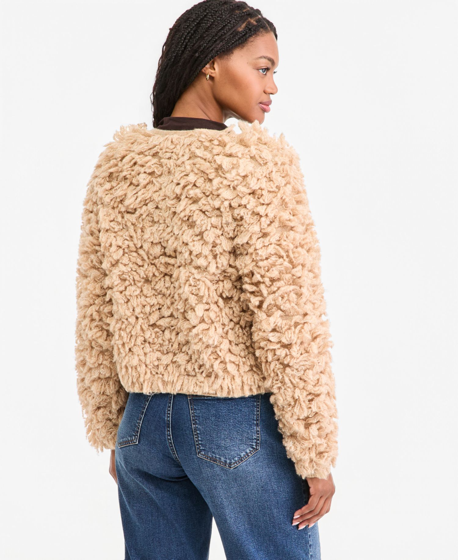 Women's Loopy Textured Cropped Cardigan