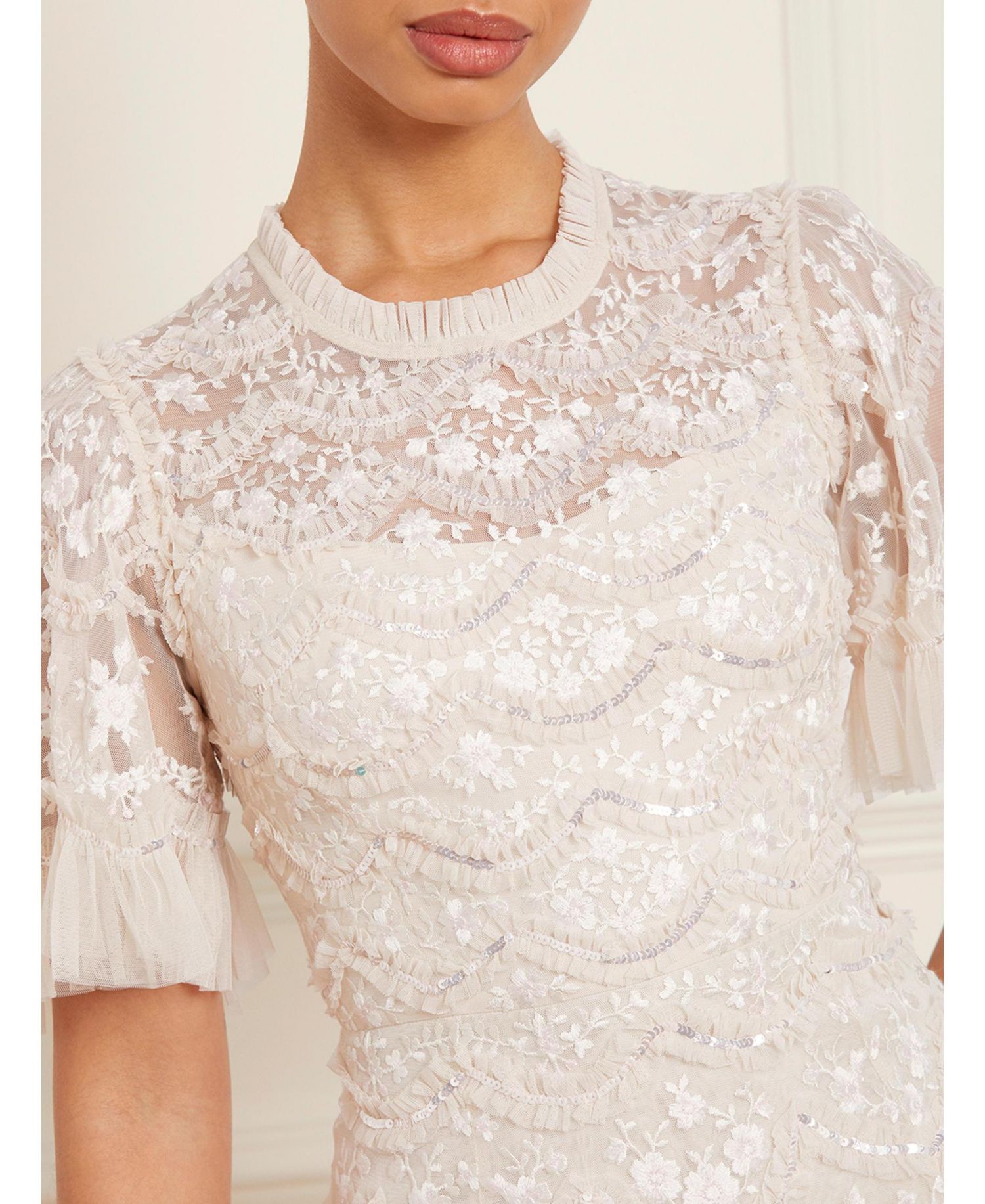 Women's Lily Bloom Floral-Print Tiered Sequin Dress
