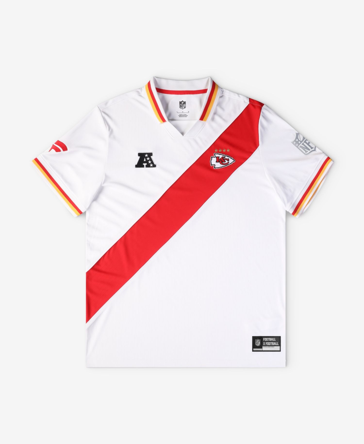Big Boys and Girls White Kansas City Chiefs Football x Football Collared Fan Jersey