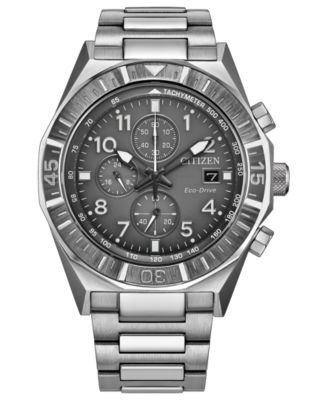 Men's Nighthawk Silver-Tone Stainless Steel Bracelet Watch 42mm