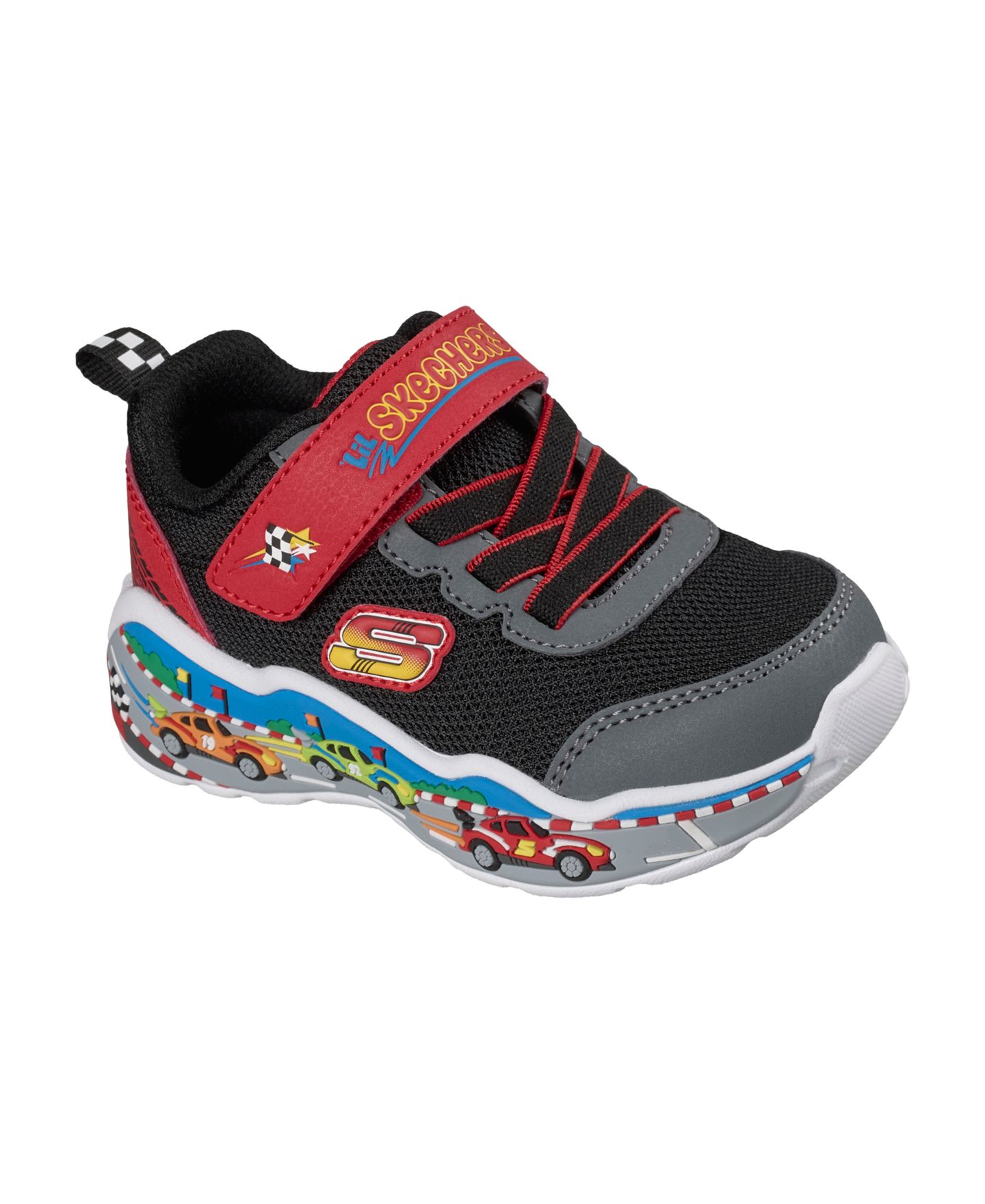 Детские кроссовки Skechers Play Scene для мальчиков с ремешком, цвет: Чёрный / Красный — фото 1