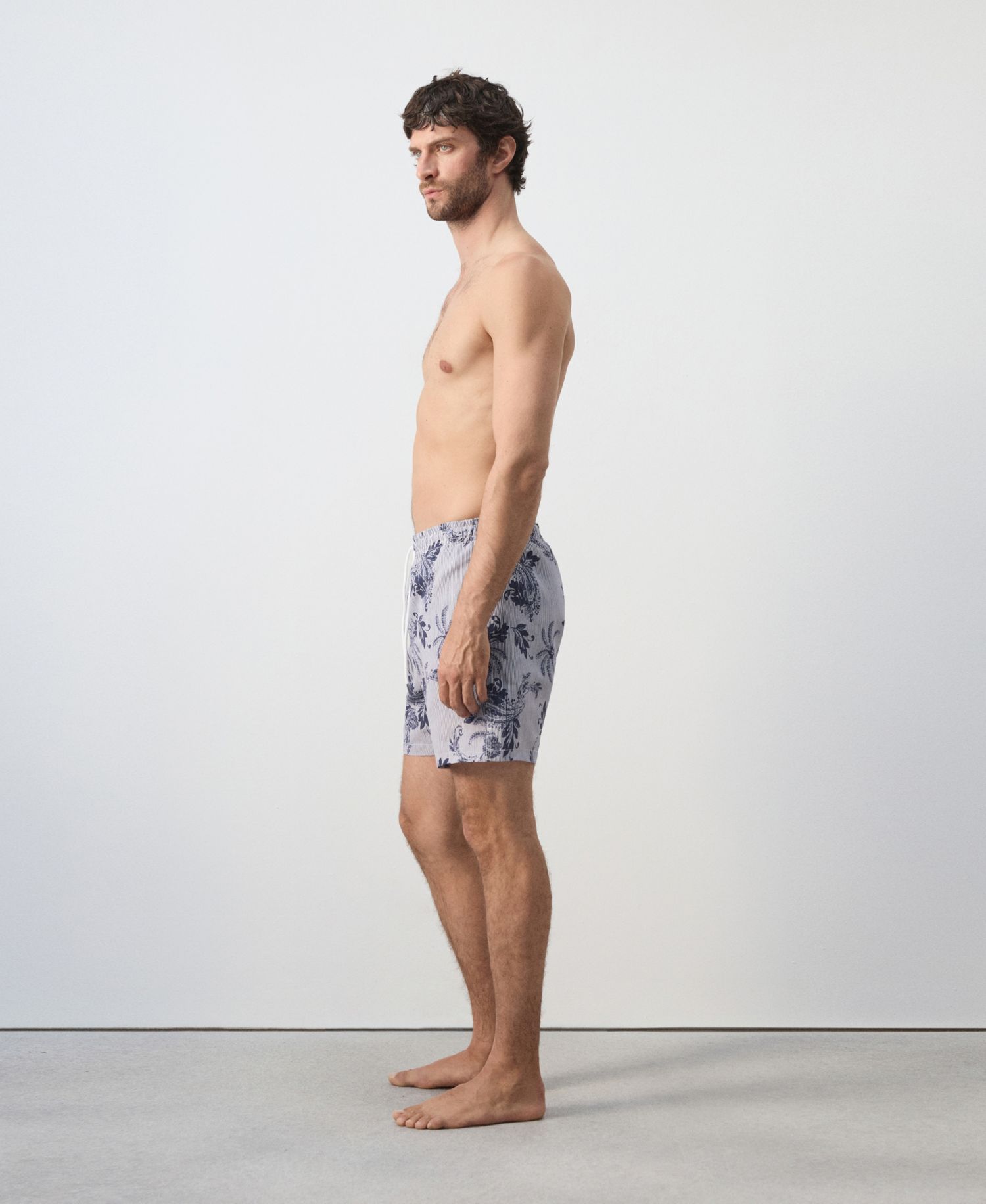 Men's Drawstring Printed Swimsuit