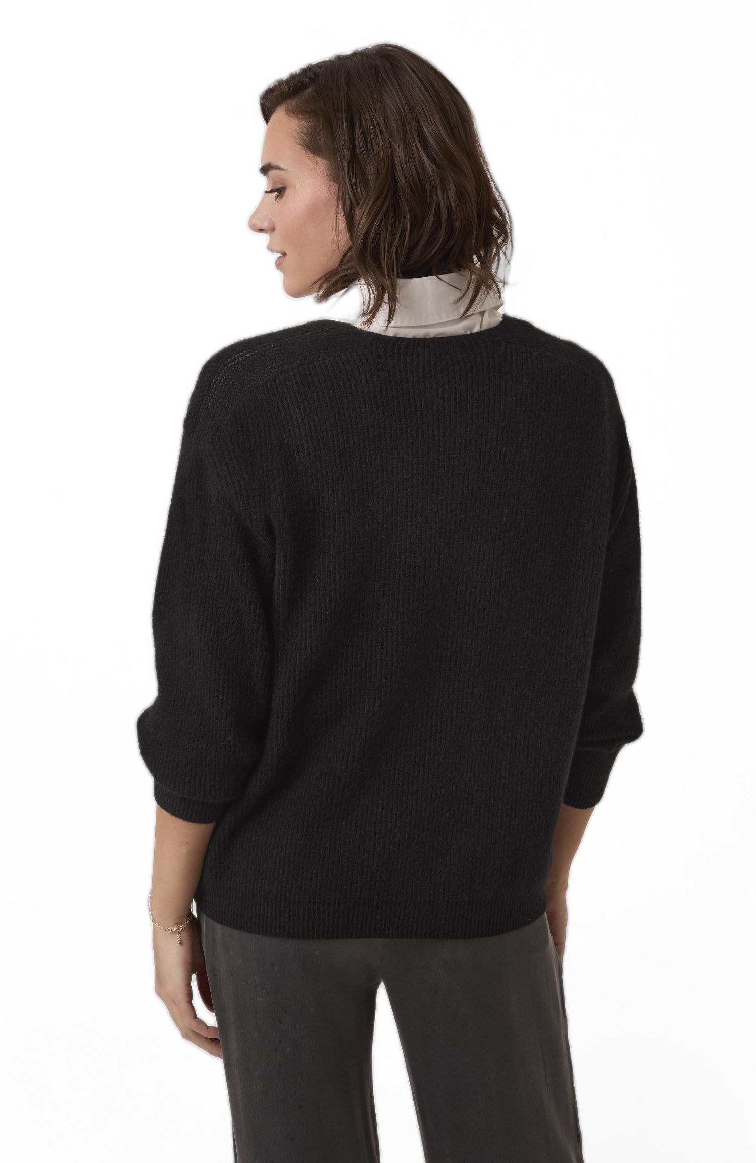 Women's Ribbed V-Neck Jumper