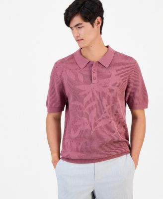 Men's Floral Short-Sleeve Polo Sweater, Macy's Exclusive