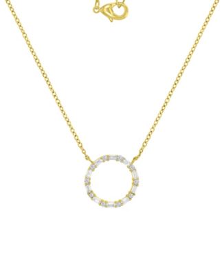 14k Gold Over Sterling Silver Cubic Zirconia Hollow Circle Necklace