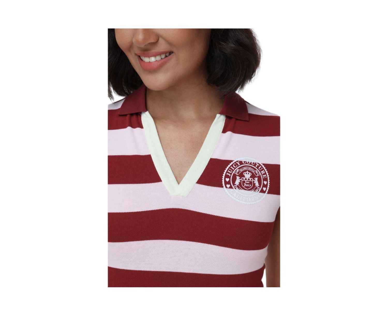 Women's Cropped Stripe Polo Top
