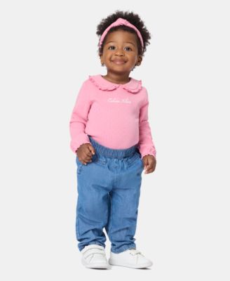 Baby Girls' Long-Sleeve Bodysuit, Pants and Bow Headband, 3-Piece Set