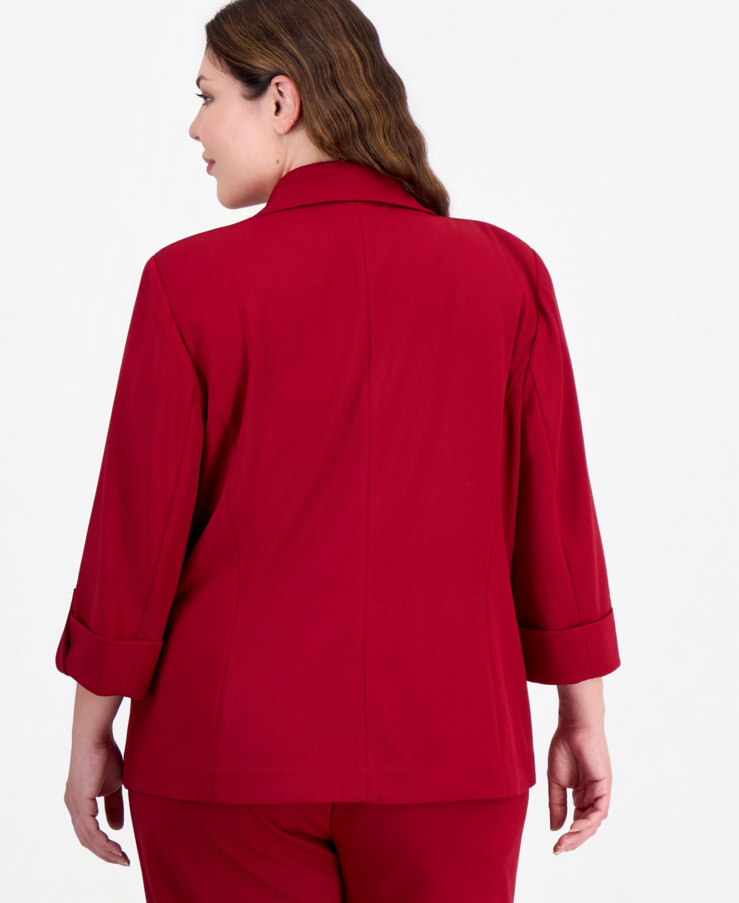 Женский пиджак Anne Klein Essentials Plus Size One Button Notch Collar 3/4-Sleeve Blazer, цвет: Красный — фото 2