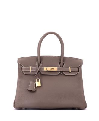 Birkin 30 Handbag Grey Clemence with Gold Hardware