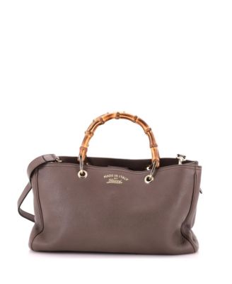 Medium Bamboo Shopper Tote Leather