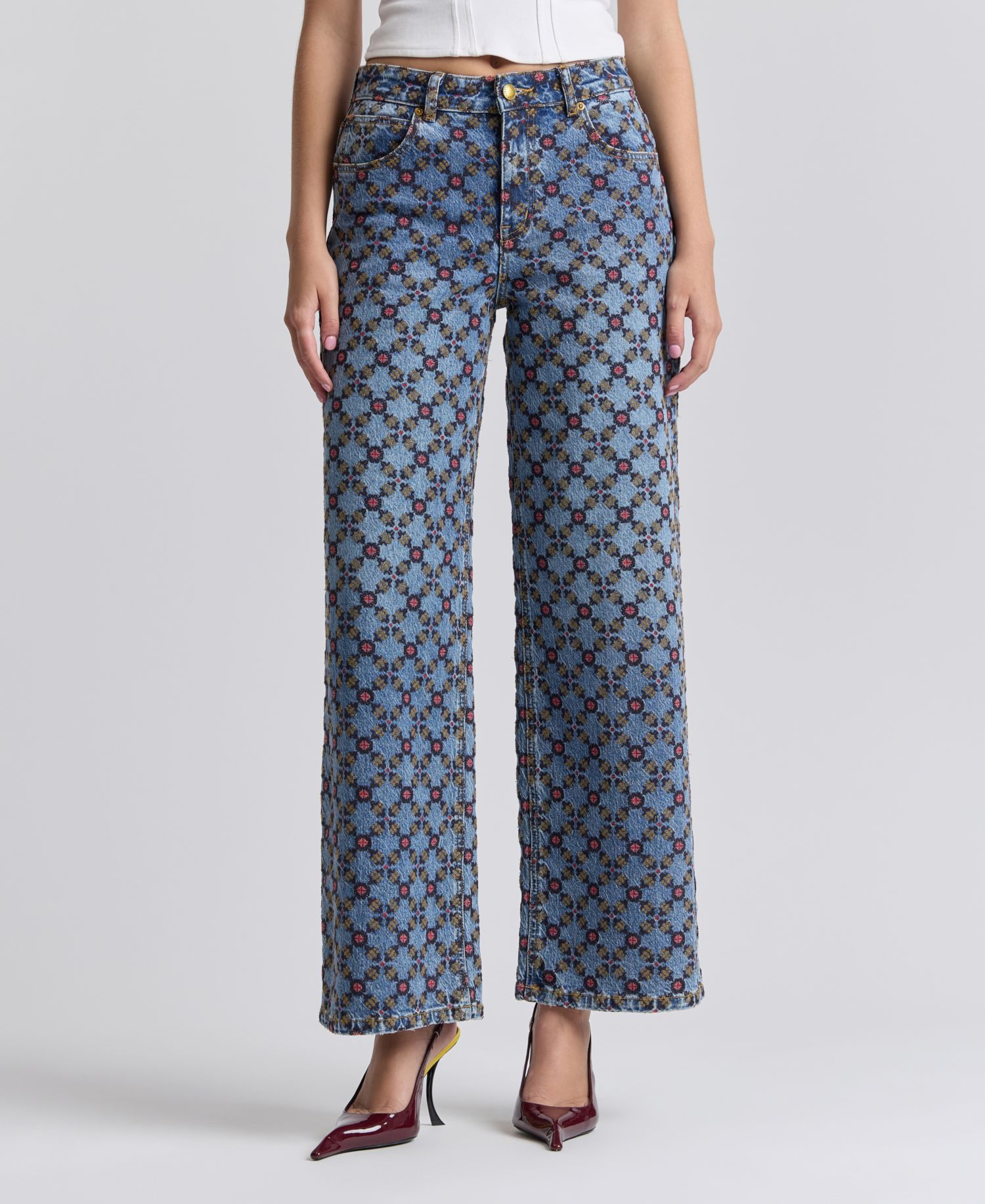 Women's Mid-Rise Wide-Leg Jeans