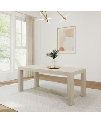 72" Modern Dining Table for 6, Solid Wood Rectangular Dining Table for Kitchen/Dining Room, Seashell Wirebrush