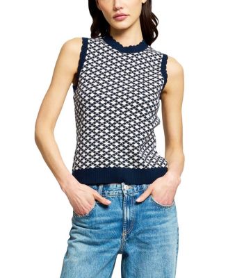 Women's Marlo Sleeveless Crewneck Scalloped Sweater Vest