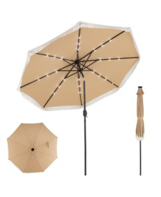 Solar Patio Umbrella with 24 LED Lights and Tassel for Yard