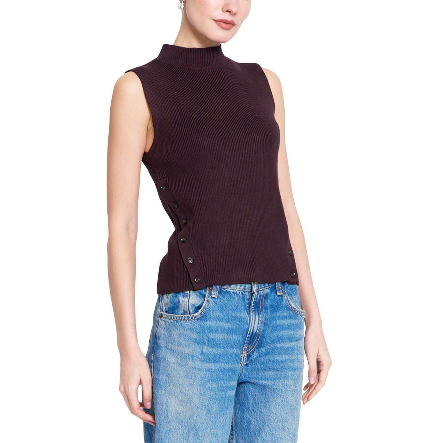 Women's Birch Mock-Neck Ribbed Sleeveless Sweater
