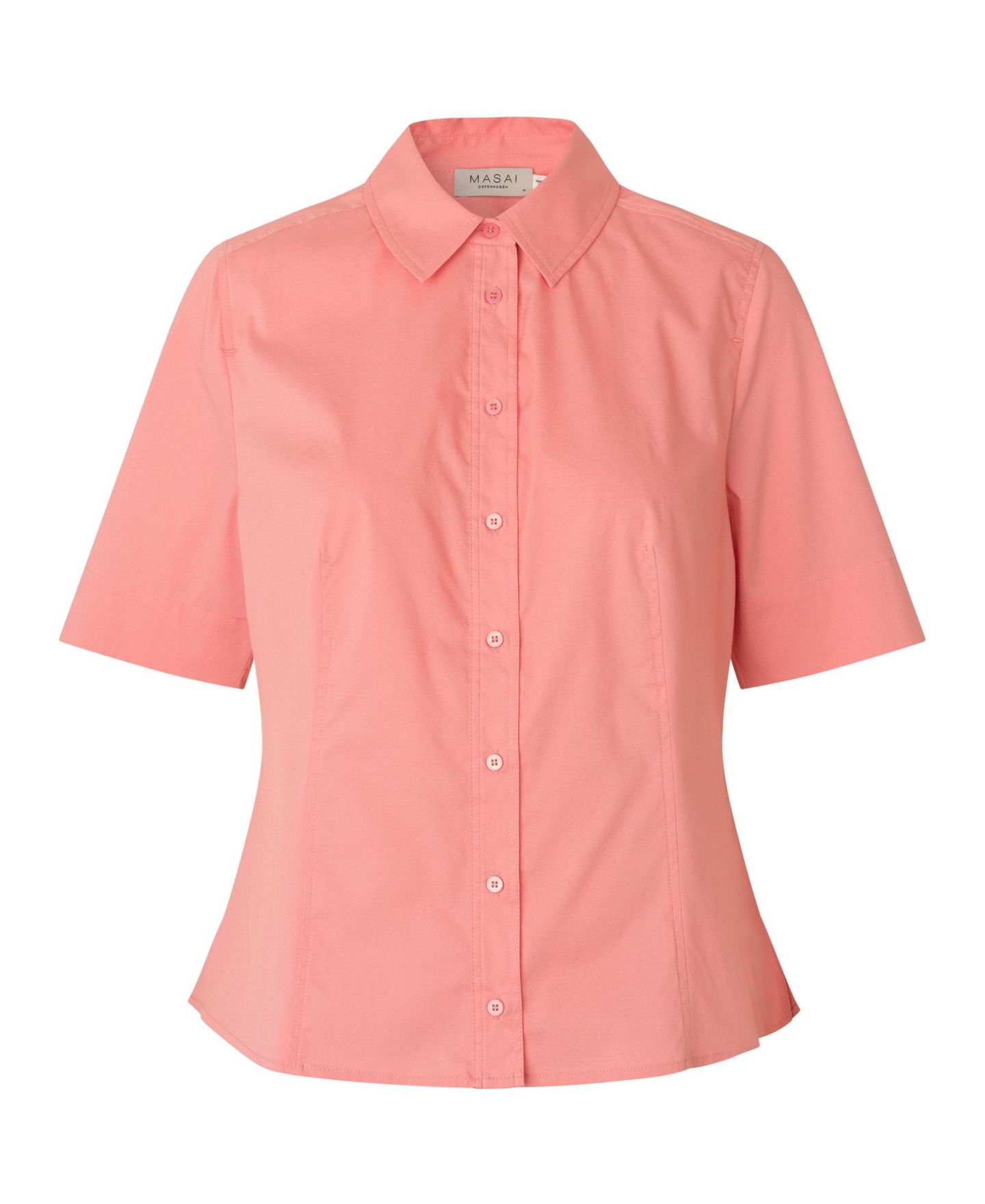 Женская рубашка Masai Copenhagen Maiven Boxy Button-Up Short-Sleeve Cotton-Blend, цвет: Клубничный ледяной — фото 6