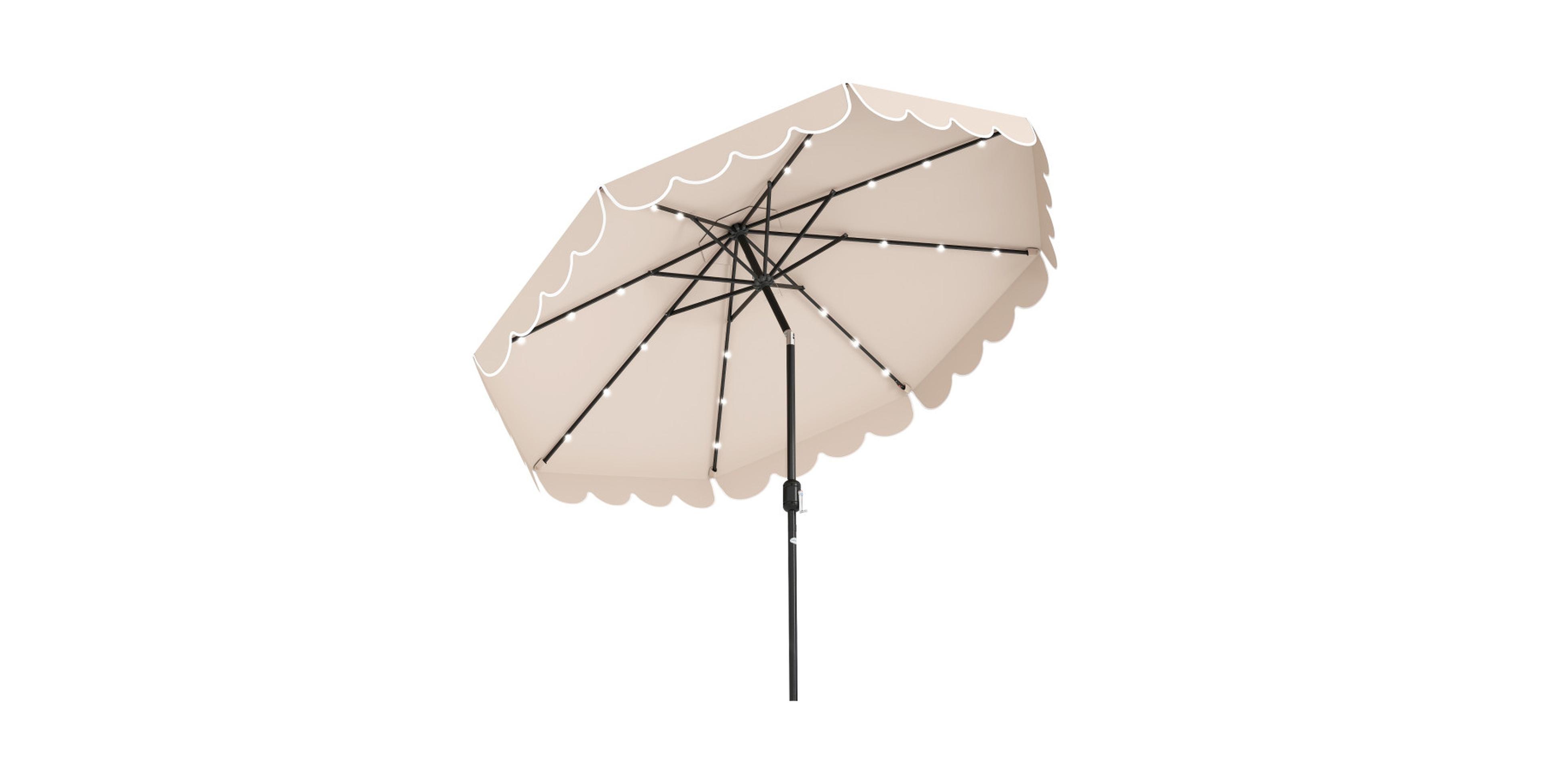 Gouun 10 Ft Solar Patio Umbrella with 24 Led Lights and Vented Top