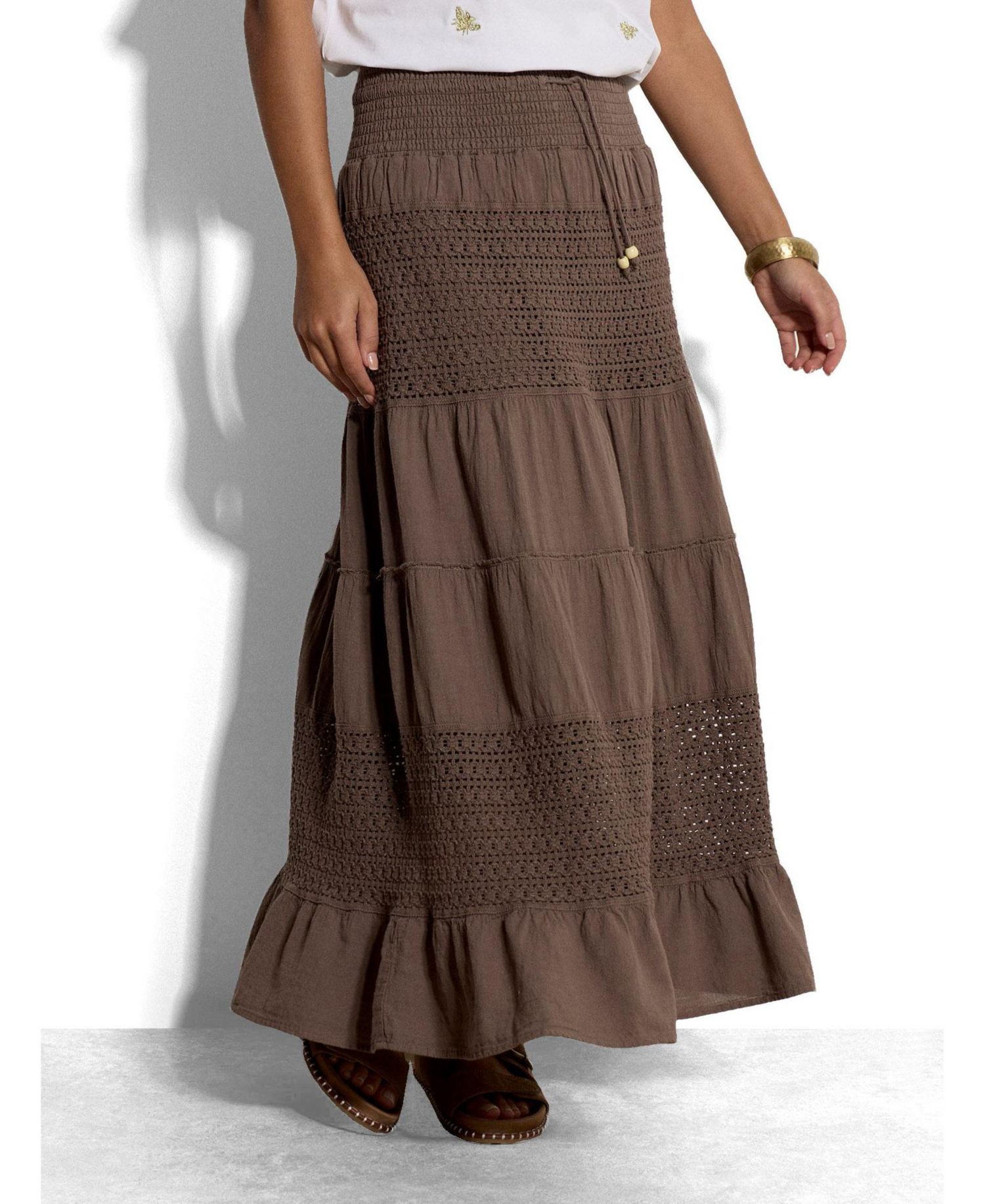 Women's Tiered Crochet Maxi Skirt