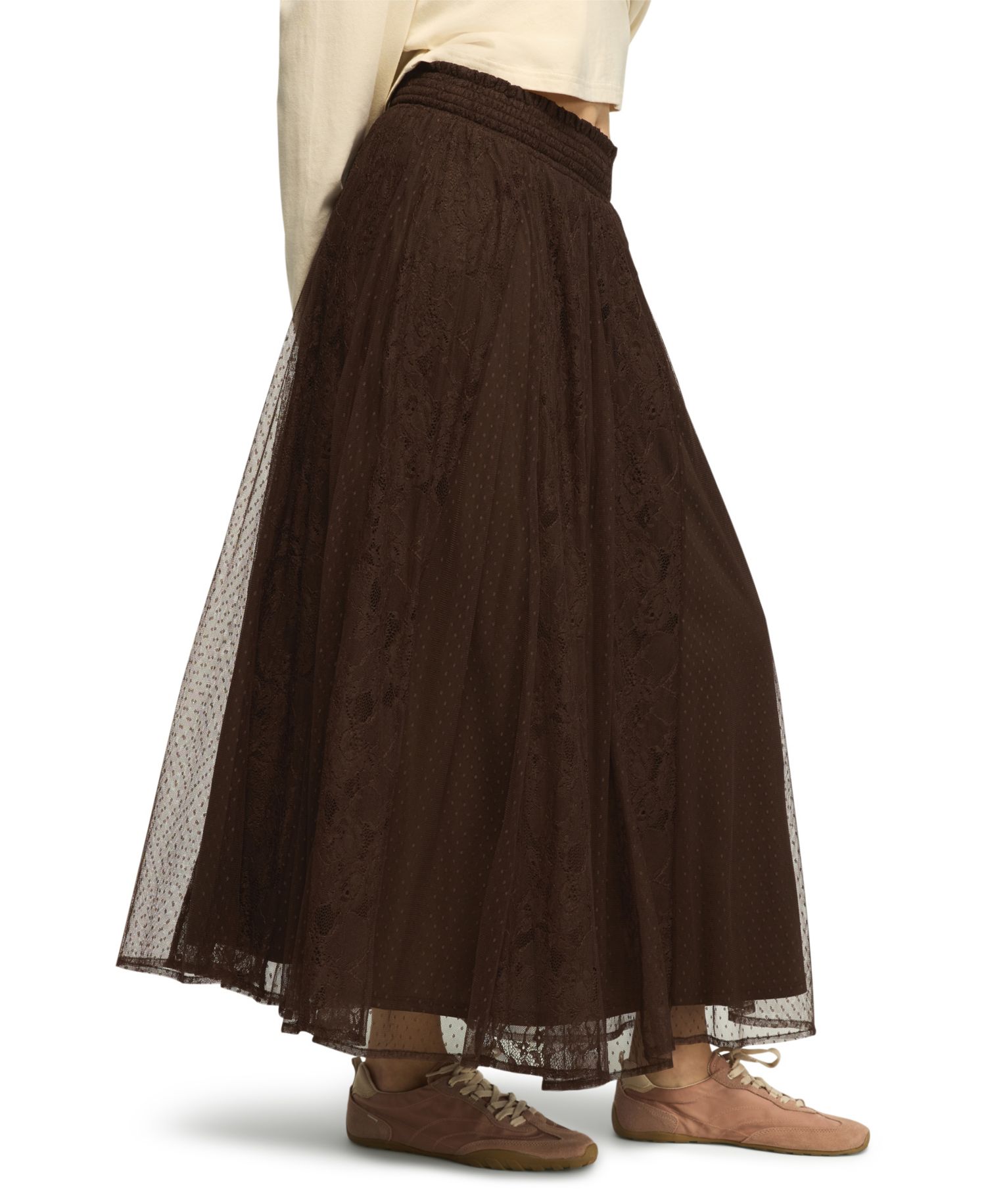 Women's Allover Lace A-Line High-Waisted Floral Midi Skirt