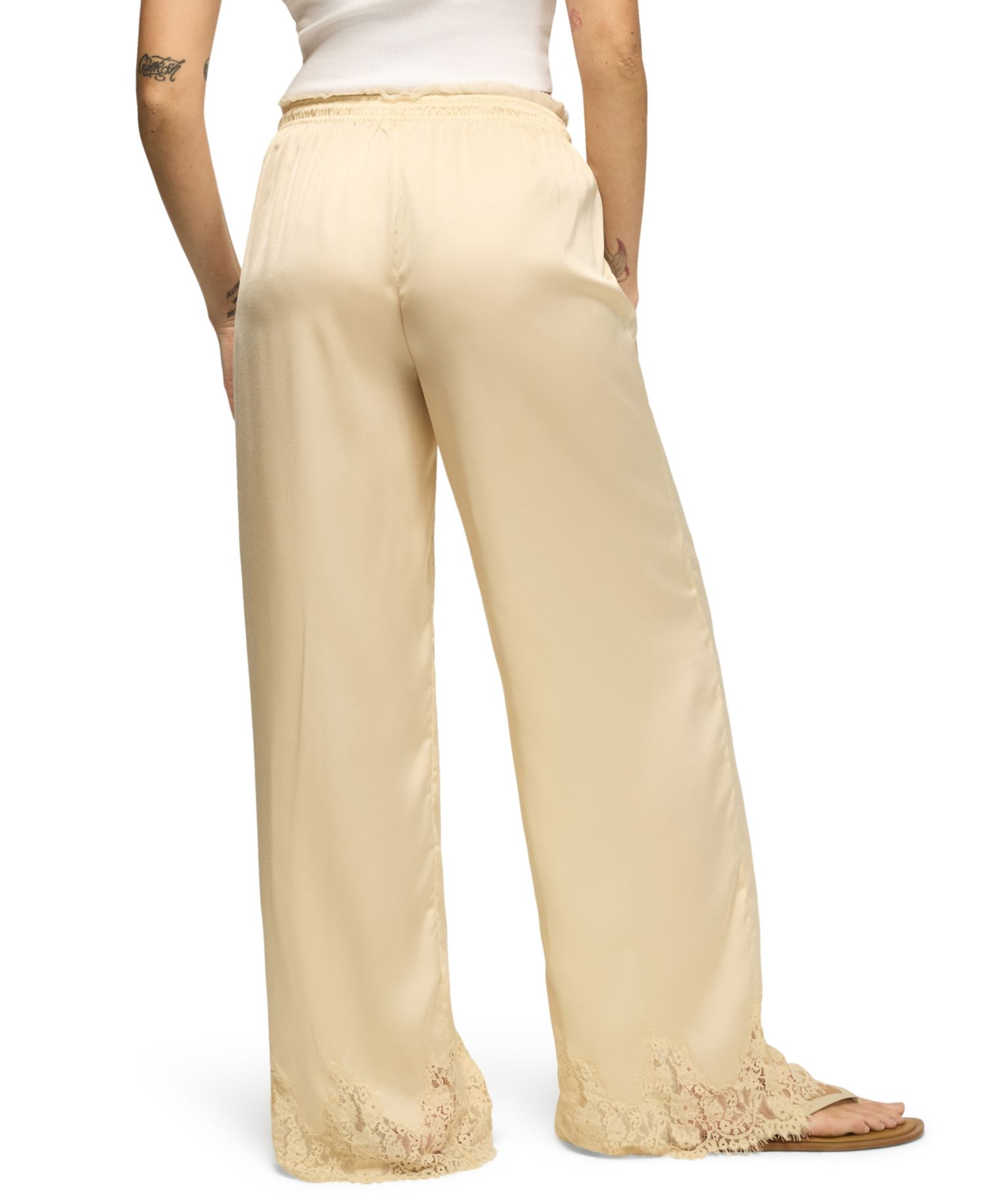 Women's Pull-On Wide-Leg Lace Trim Pants