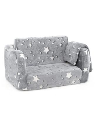 2-in-1 Folding Kids Couch with Blanket Glow in the Dark